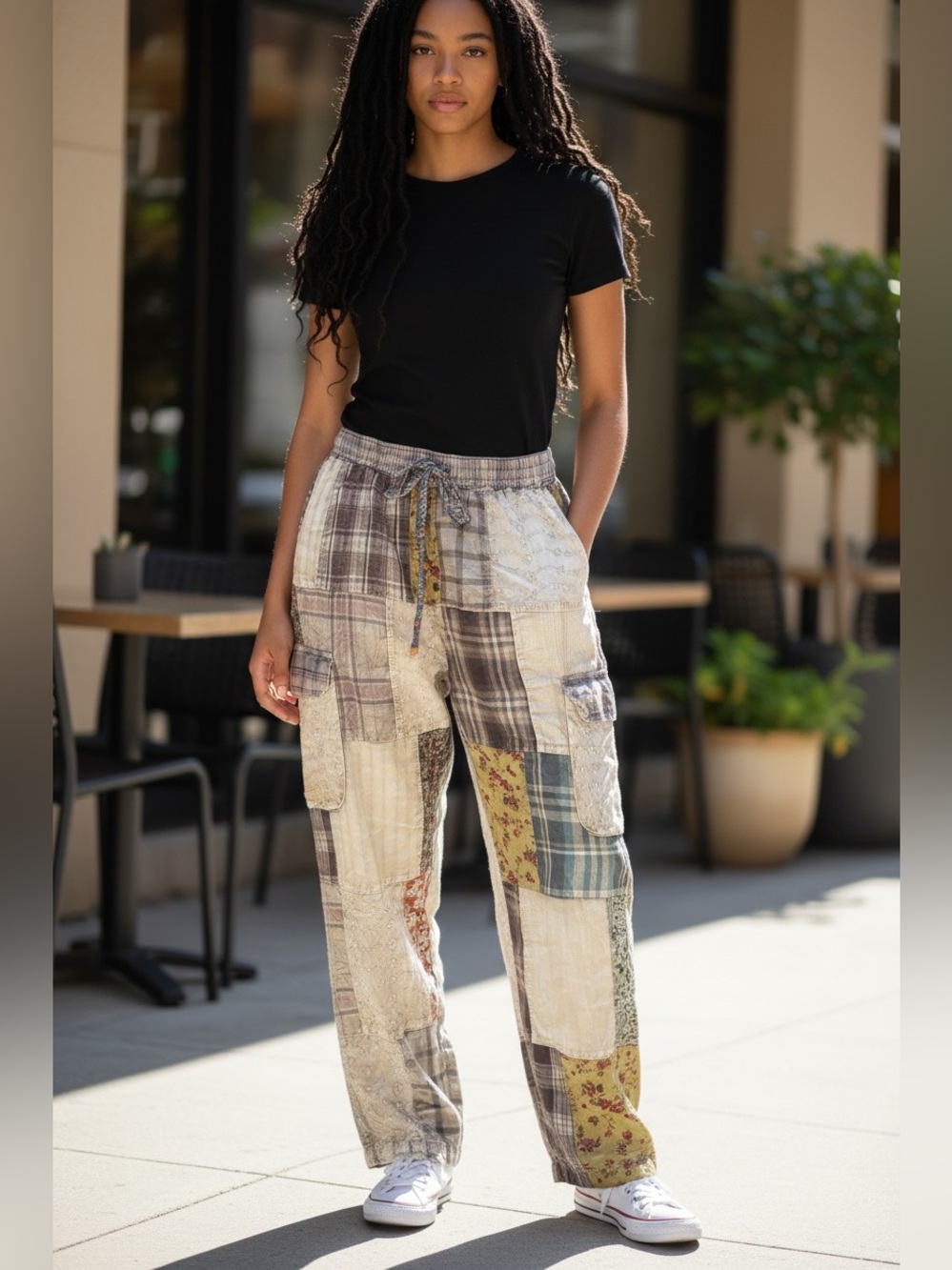 Young Threads Cargo Drawstring Pants - Neutral Multi